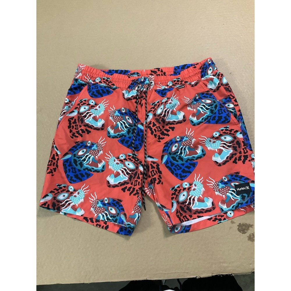 Men's Hurley Cannonball 17" Hybrid Volley Shorts Jaguar Leopard Size S